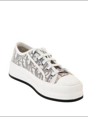 Dior Women's White & Gray Logo Canvas Sneakers